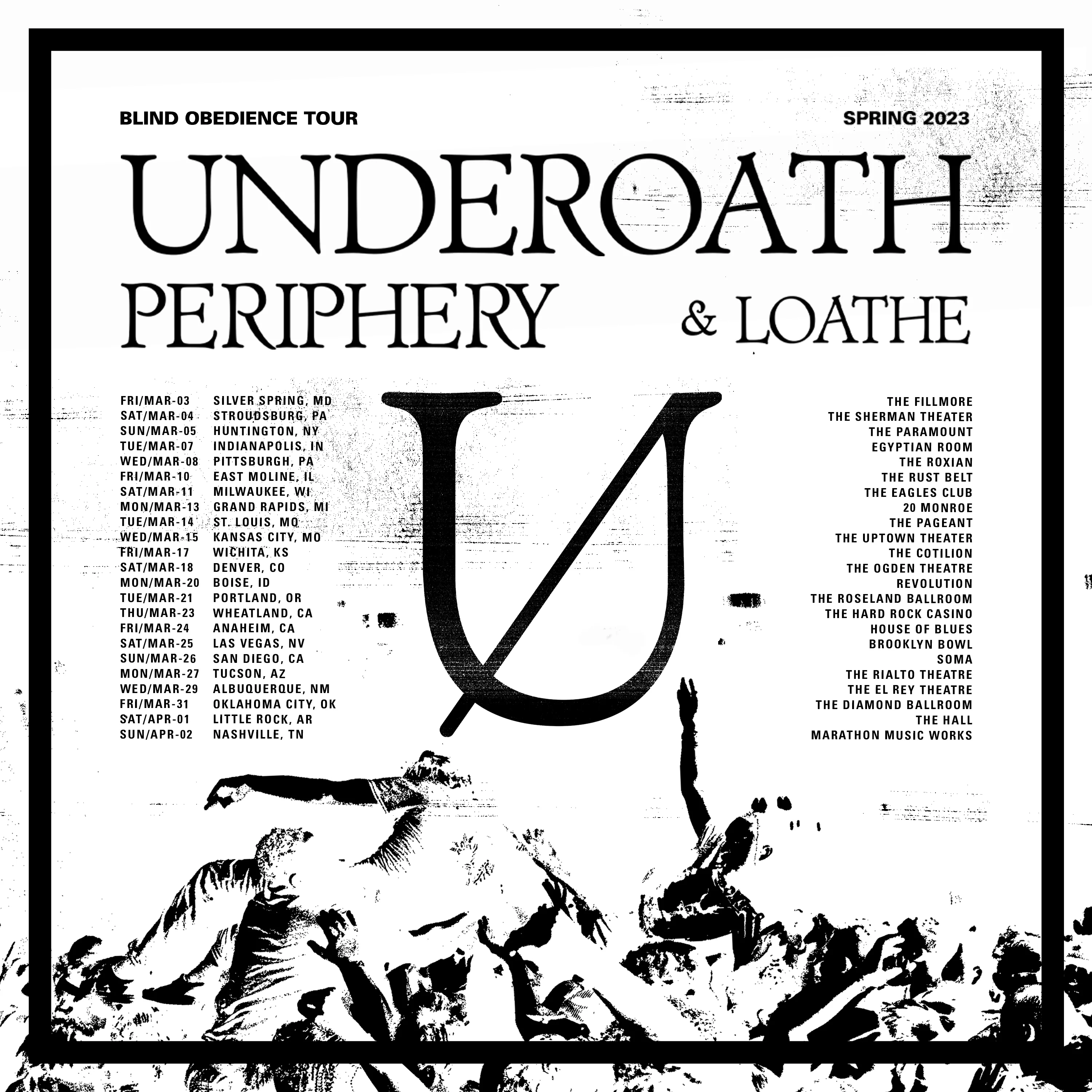 Underoath 2026 live concert poster